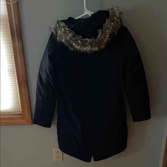 The North Face Women's Blue Parka Coat with Faux Fur Hood - Picture 4 of 5